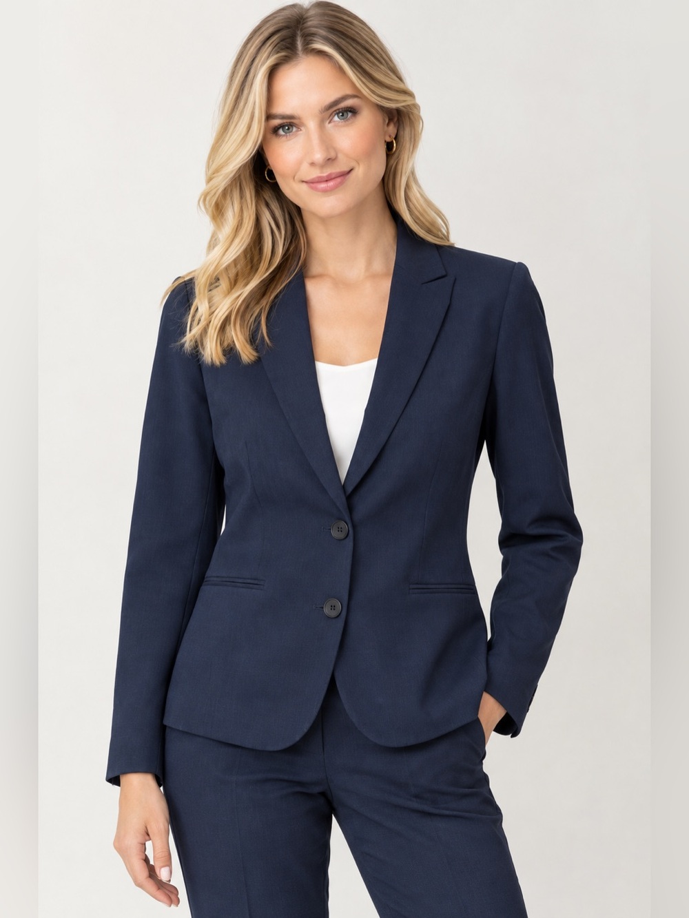 Jones New York Navy Blue Platinum Collection Stretch Midnight Sky Women's Blazer